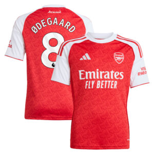 Arsenal adidas Home Shirt 2025-26 - Kids with Ødegaard 8 printing