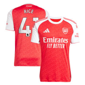 Arsenal adidas Home Shirt 2025-26 with Rice 41 printing