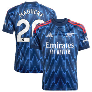 Arsenal adidas Away Shirt 2025-26 - Kids with Madueke 20 printing