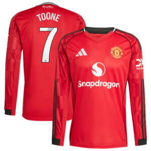 Manchester United adidas WSL Home Shirt 2025-26 - Long Sleeve with Toone 7 printing