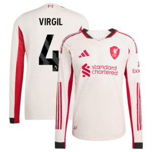 Liverpool adidas Away Authentic Shirt 2025-26 - Long Sleeve with Virgil 4 printing