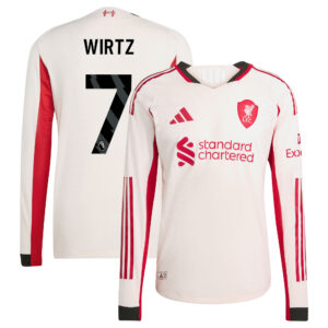Liverpool adidas Away Authentic Shirt 2025-26 - Long Sleeve with Wirtz 7 printing