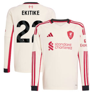 Liverpool adidas Away Shirt 2025-26 - Kids - Long Sleeve with Ekitike 22 printing