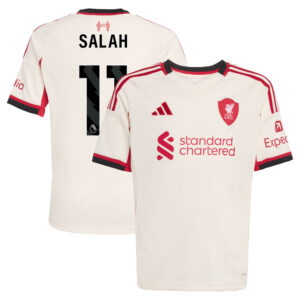 Liverpool adidas Away Shirt 2025-26 - Kids with Salah 11 printing