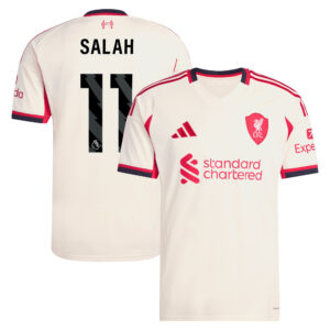 Liverpool adidas Away Shirt 2025-26 with Salah 11 printing