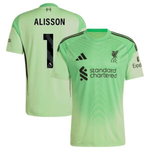 Liverpool adidas Home Goalkeeper Shirt 2025-26 - Kids with Alisson 1 printing