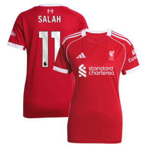 Liverpool adidas Home Shirt 2025-26 - Womens with Salah 11 printing
