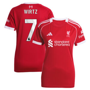 Liverpool adidas Home Shirt 2025-26 - Womens with Wirtz 7 printing