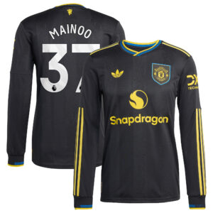 Manchester United adidas Third Authentic Shirt 2025-26 - Long sleeve with Mainoo 37 printing