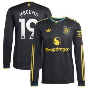 Manchester United adidas Third Authentic Shirt 2025-26 - Long sleeve with Mbeumo 19 printing