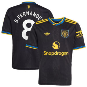Manchester United adidas Third Shirt 2025-26 - Kids with B. Fernandes 8 printing