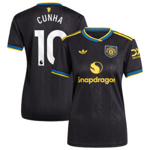 Manchester United adidas Third Shirt 2025-26 - Womens with Cunha 10 printing