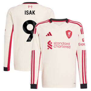 Liverpool adidas Away Shirt 2025-26 - Kids - Long Sleeve with Isak 9 printing