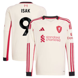 Liverpool adidas Away Shirt 2025-26 - Kids - Long Sleeve with Isak 9 printing