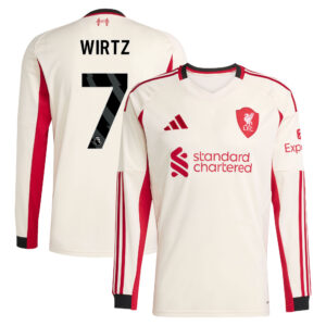 Liverpool adidas Away Shirt 2025-26 - Long Sleeve with Wirtz 7 printing