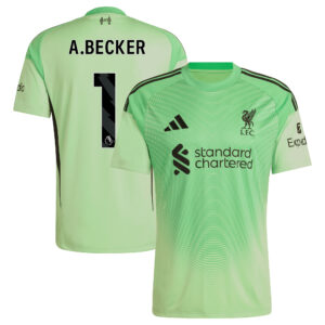 Liverpool adidas Home Goalkeeper Shirt 2025-26 - Kids - Long sleeve with A.Becker 1 printing
