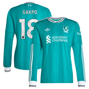 Liverpool adidas Third Shirt 2025-26 - Long sleeve with Gakpo 18 printing