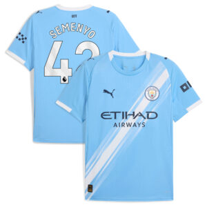 Manchester City PUMA Home Shirt 2025-26 with Semenyo 42 printing