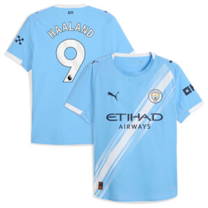Manchester City PUMA Authentic Home Shirt 2025-26 with Haaland 9 printing