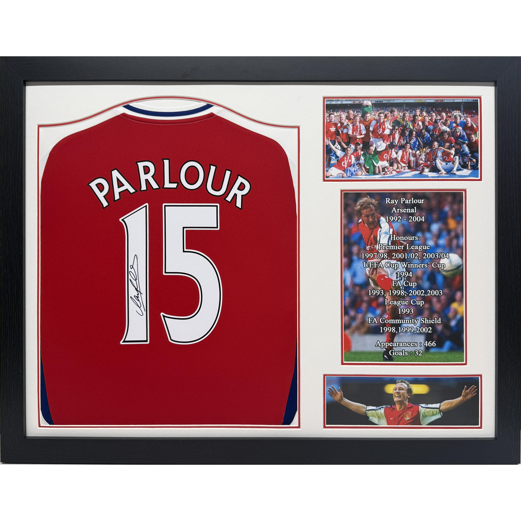 Arsenal Ray Parlour Signed Shirt Framed