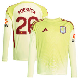 Aston Villa Goalkeeper Away SS Stadium Shirt 2025-26 - Long sleeve - Kids with Roebuck 26 Cup printing