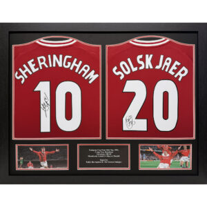 Manchester United Solskjaer & Sheringham Framed Double Signed Shirt Display Framed