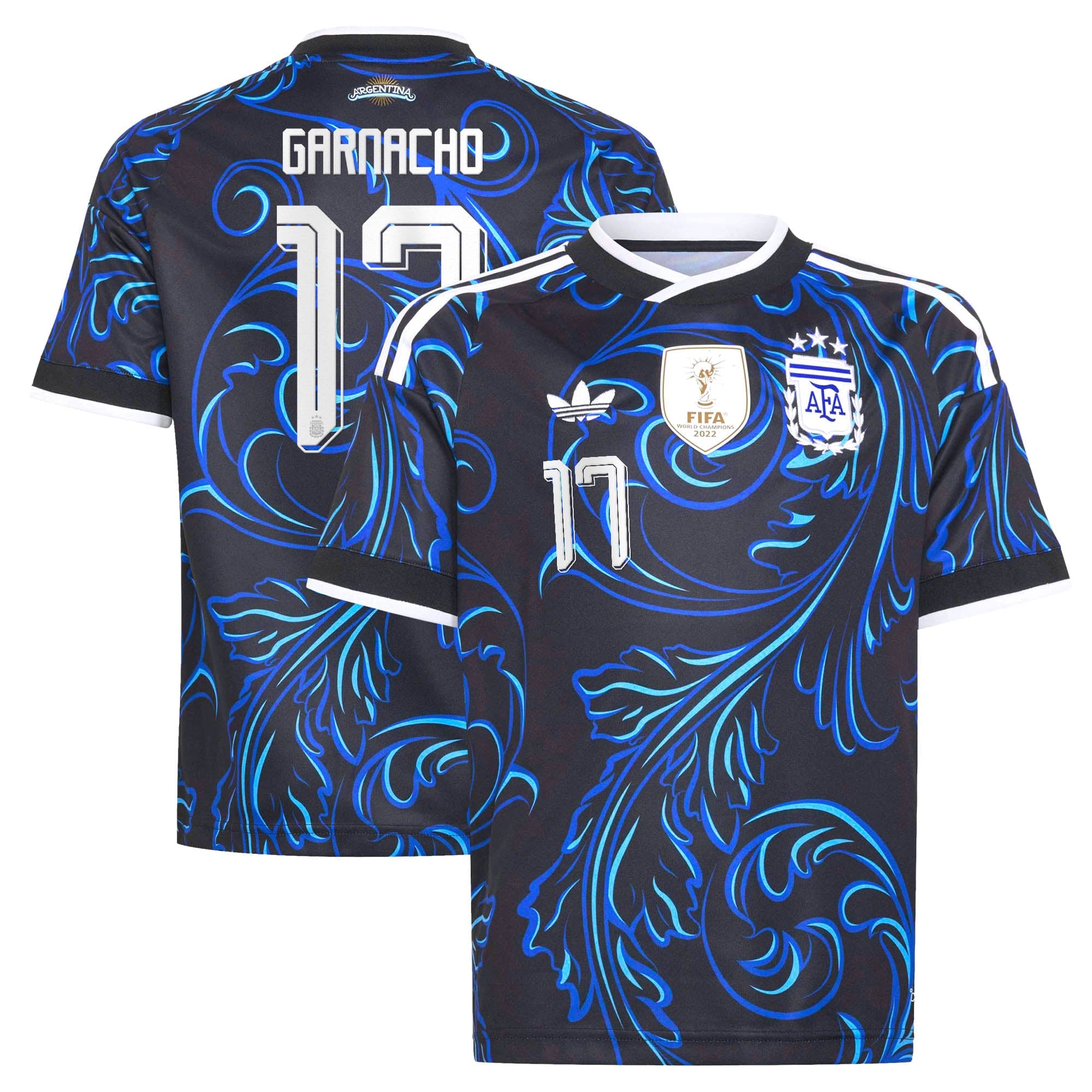 Argentina adidas Away Shirt 2026 - Kids with Garnacho 17 printing