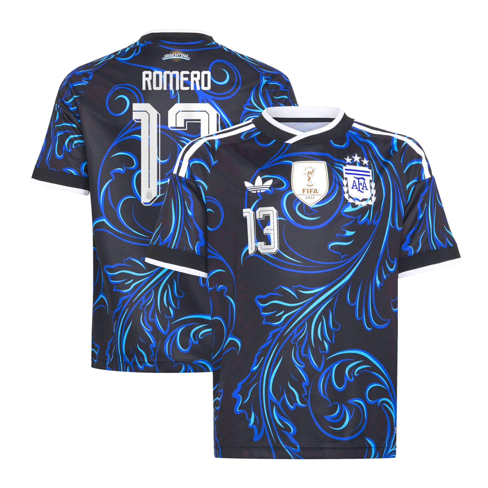 Argentina adidas Away Shirt 2026 - Kids with Romero 13 printing