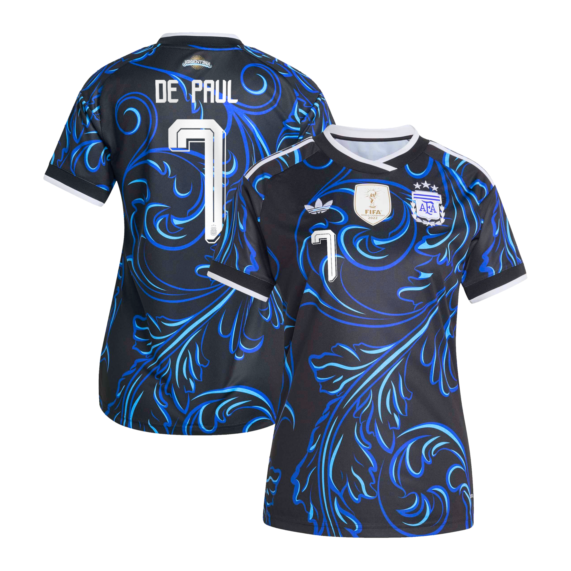 Argentina adidas Away Shirt 2026 - Womens with De Paul 7 printing