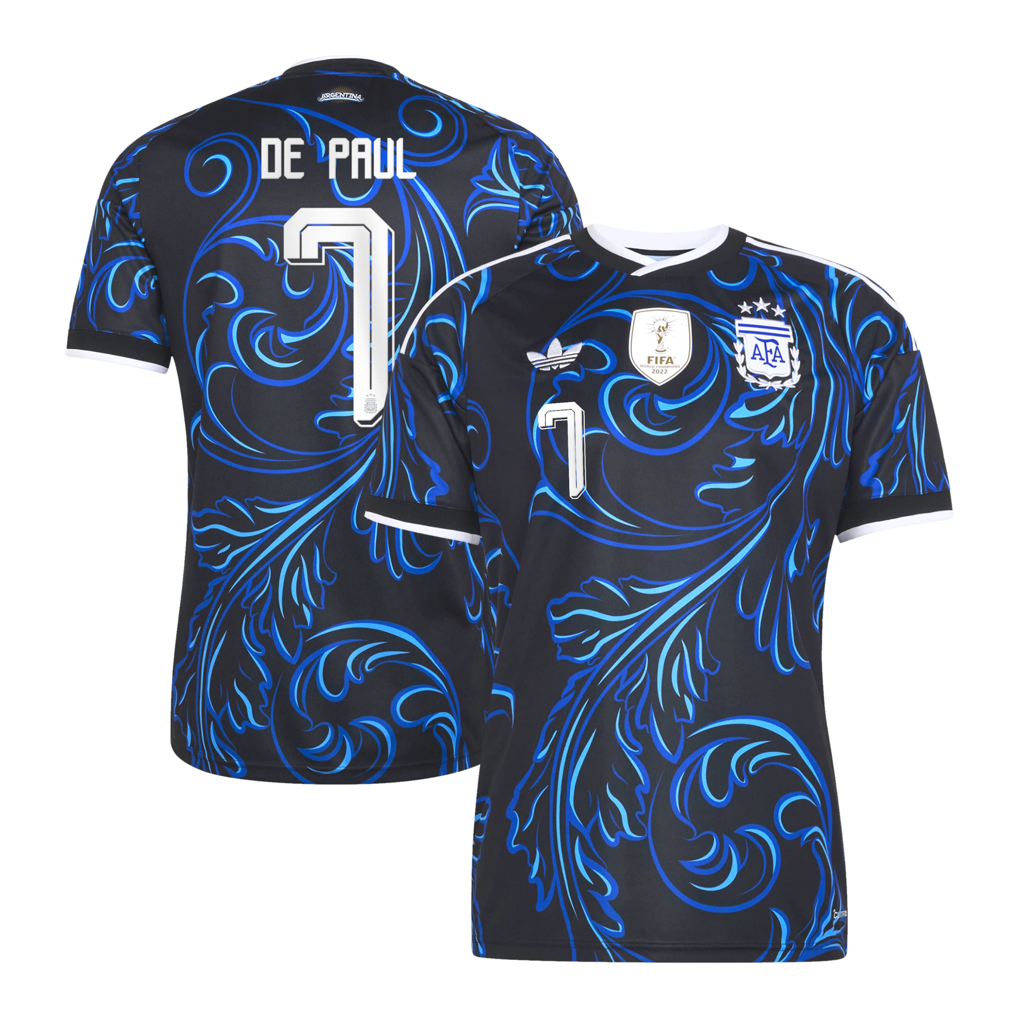 Argentina adidas Away Shirt 2026 with De Paul 7 printing