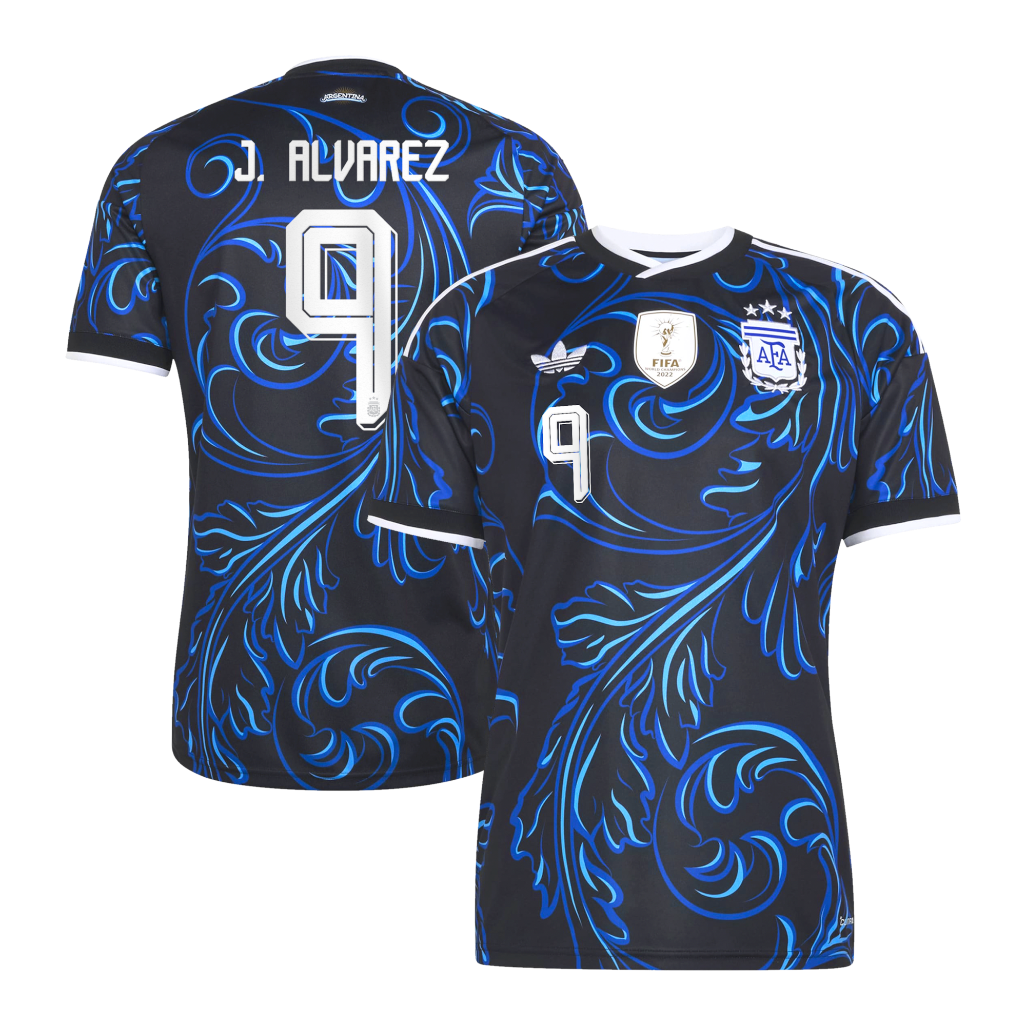 Argentina adidas Away Shirt 2026 with J. Alvarez 9 printing