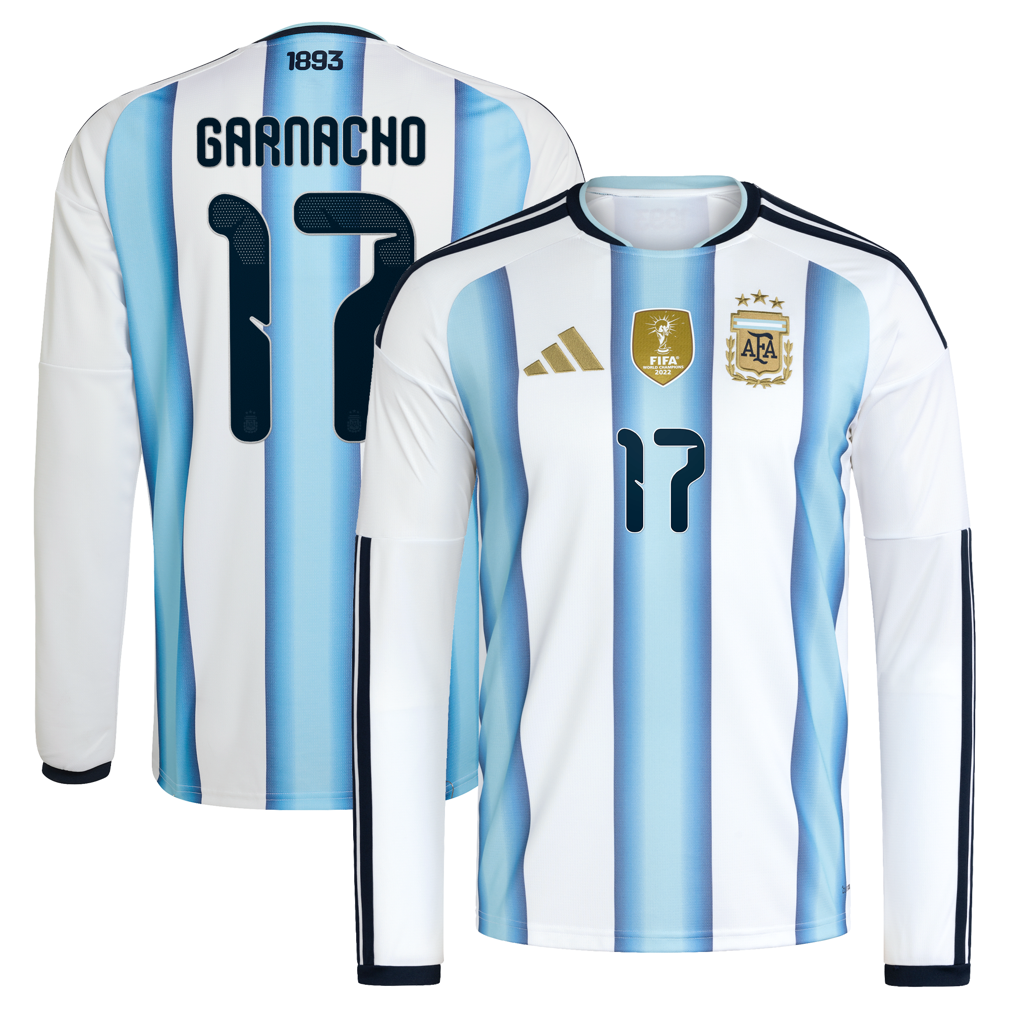 Argentina adidas Home Shirt 2026 -Long sleeve with Garnacho 17 printing