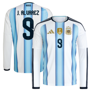 Argentina adidas Home Shirt 2026 -Long sleeve with J. Alvarez 9 printing