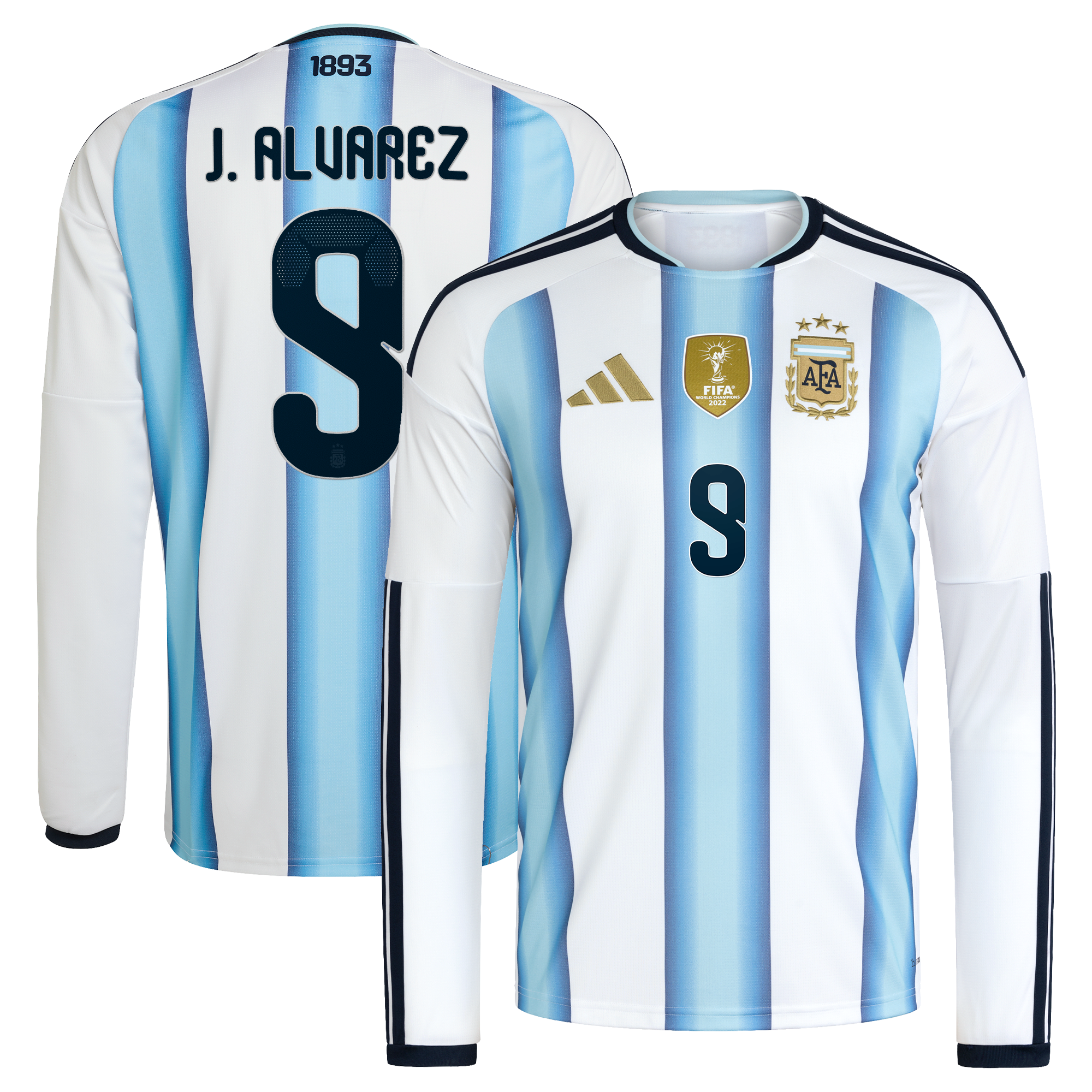 Argentina adidas Home Shirt 2026 -Long sleeve with J. Alvarez 9 printing