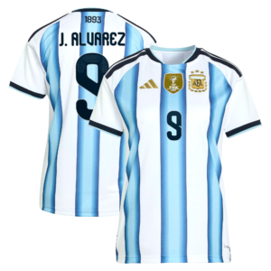 Argentina adidas Home Shirt 2026 - Womens with J. Alvarez 9 printing