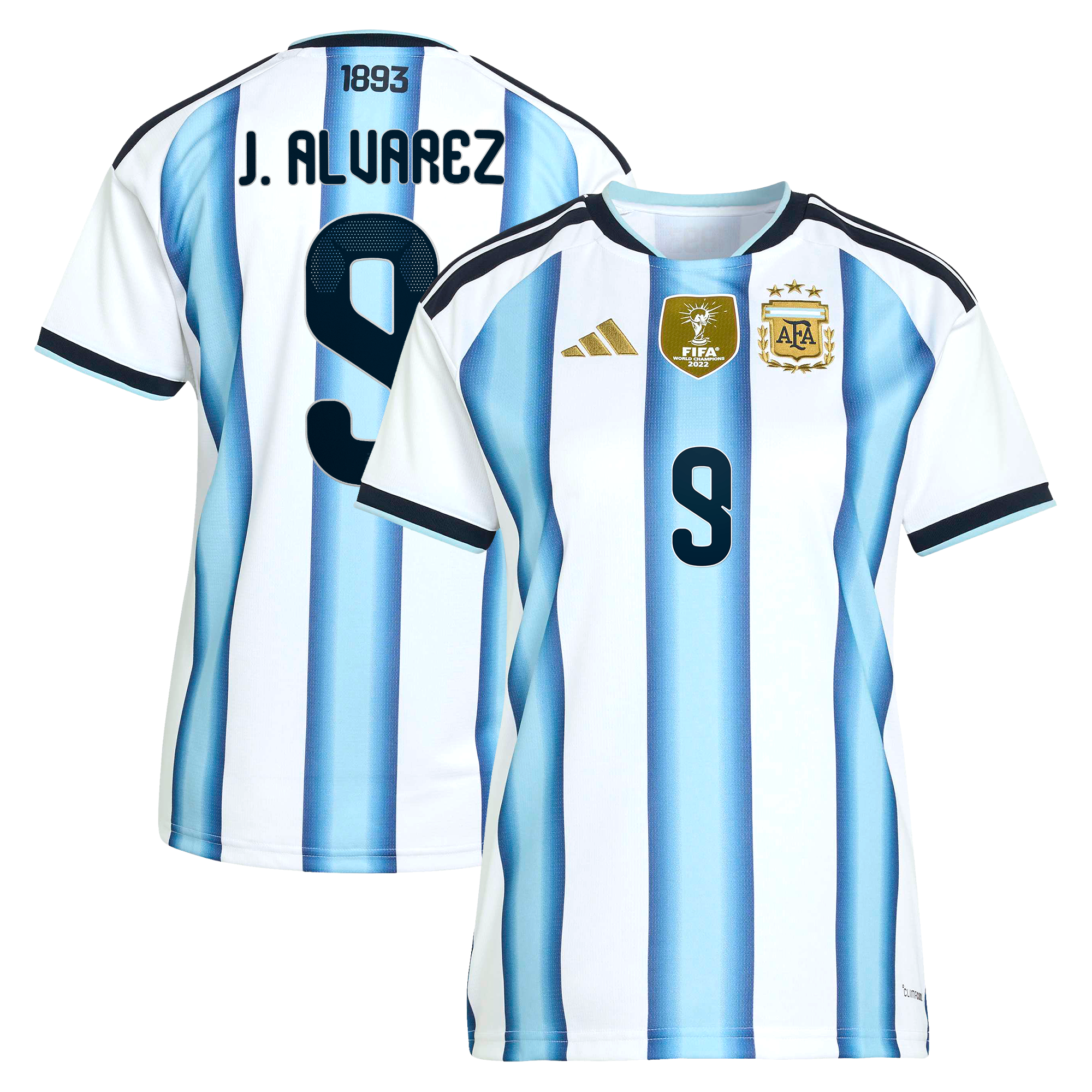 Argentina adidas Home Shirt 2026 - Womens with J. Alvarez 9 printing