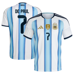 Argentina adidas Home Shirt 2026 with De Paul 7 printing