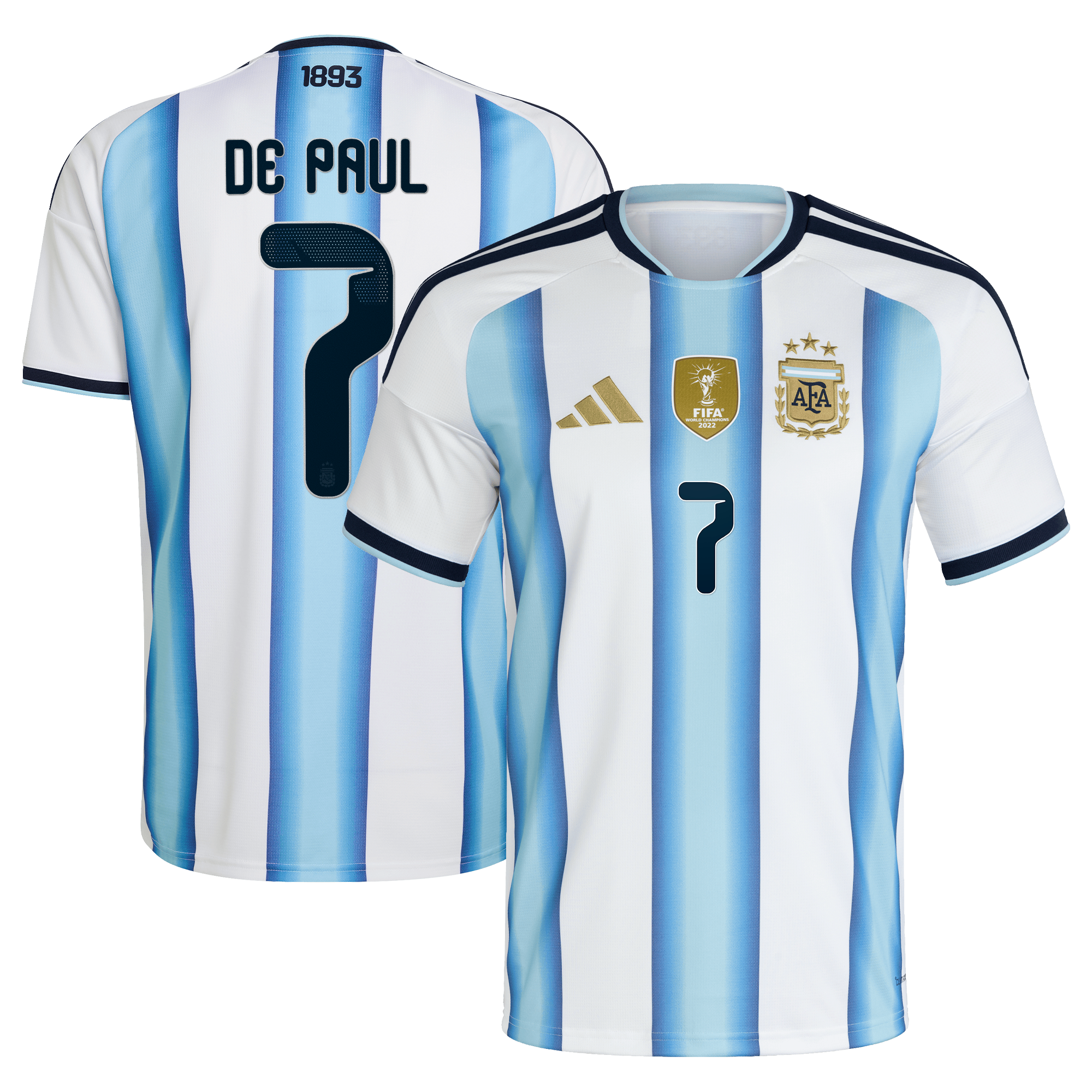 Argentina adidas Home Shirt 2026 with De Paul 7 printing