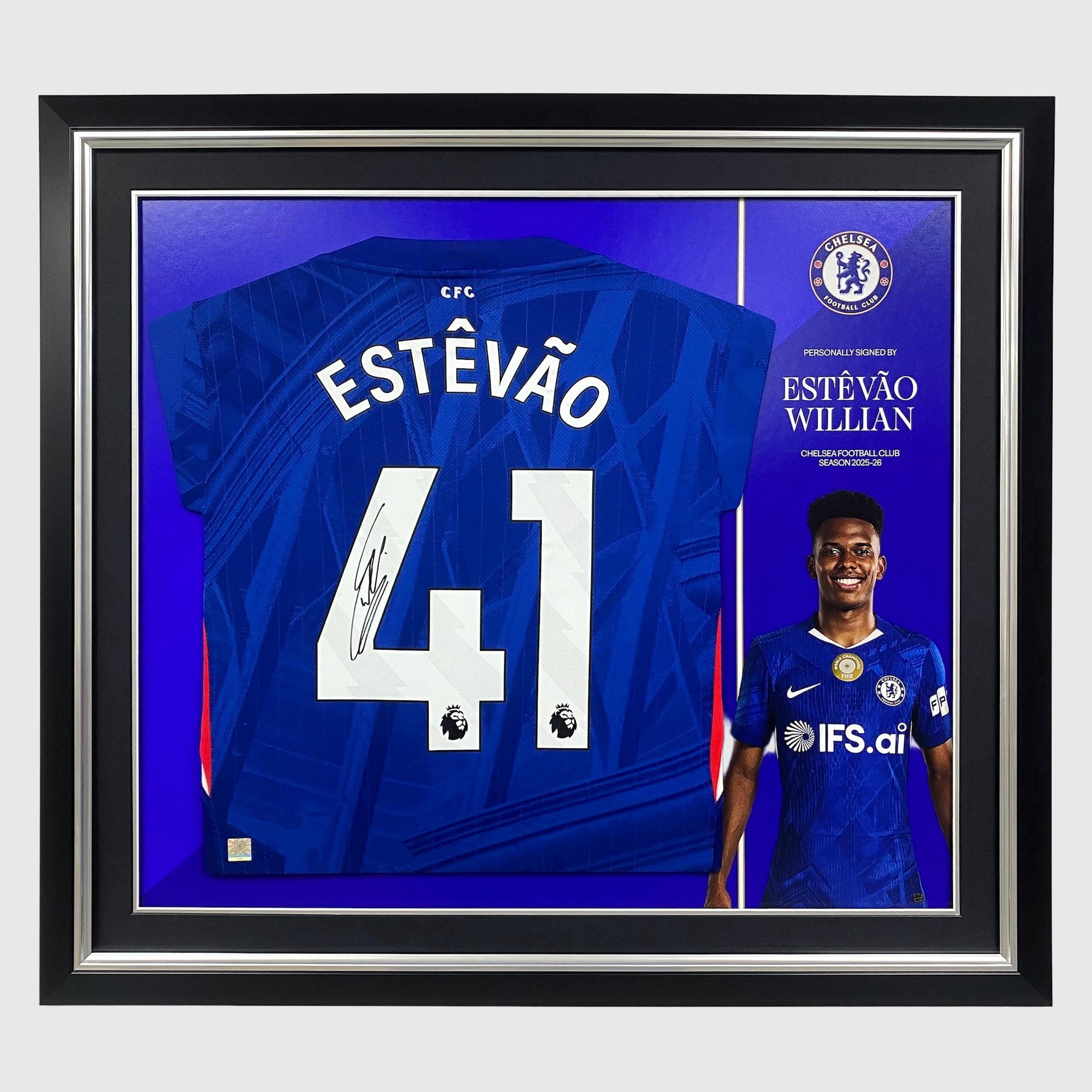 Chelsea Estevao Willian Signed 2025-26 Home Shirt