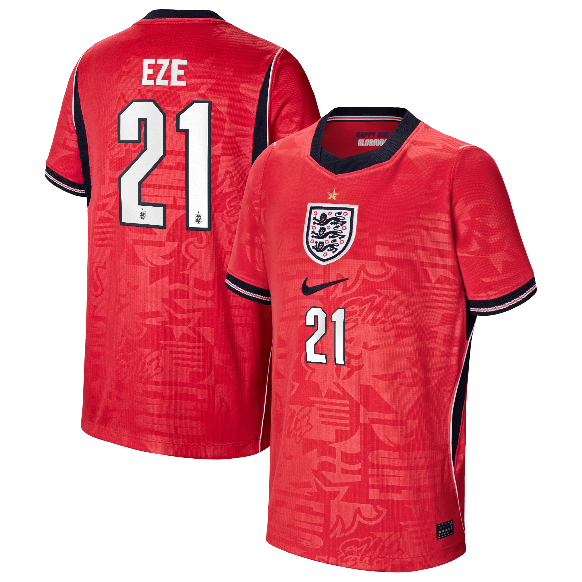 England Nike Away Stadium Shirt 2026 - Kids with Eze 21 printing
