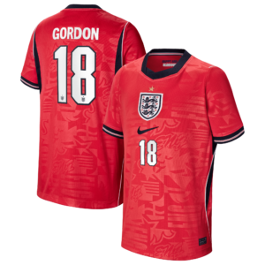 England Nike Away Stadium Shirt 2026 - Kids with Gordon 18 printing
