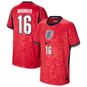 England Nike Away Stadium Shirt 2026 - Kids with Mainoo 16 printing