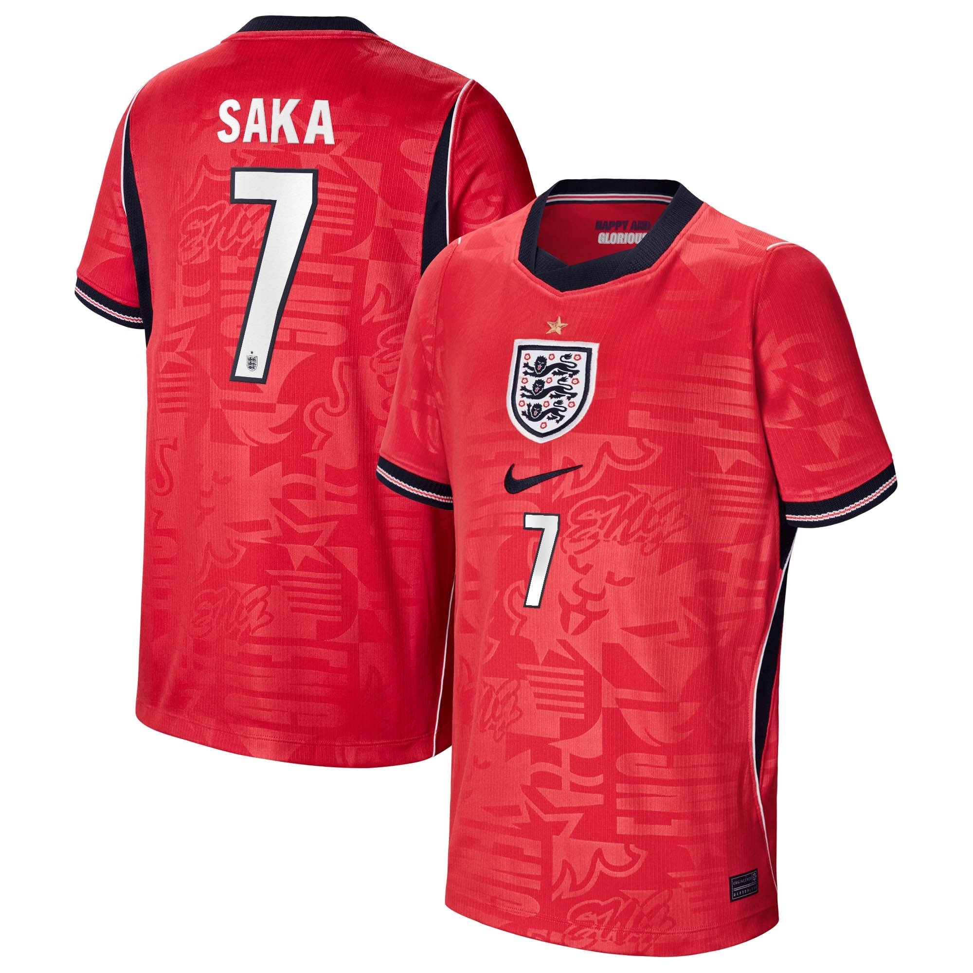 England Nike Away Stadium Shirt 2026 - Kids with Saka 7 printing