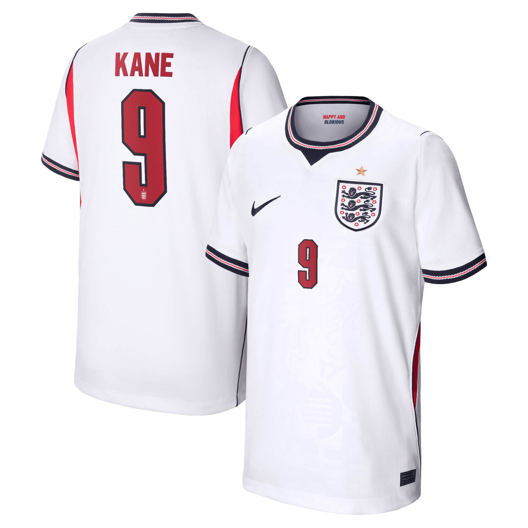 England Nike Home Stadium Shirt 2026 - Kids with Kane 9 printing