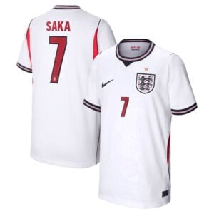 England Nike Home Stadium Shirt 2026 - Kids with Saka 7 printing