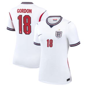 England Nike Home Stadium Shirt 2026 - Womens with Gordon 18 printing