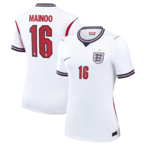 England Nike Home Stadium Shirt 2026 - Womens with Mainoo 16 printing