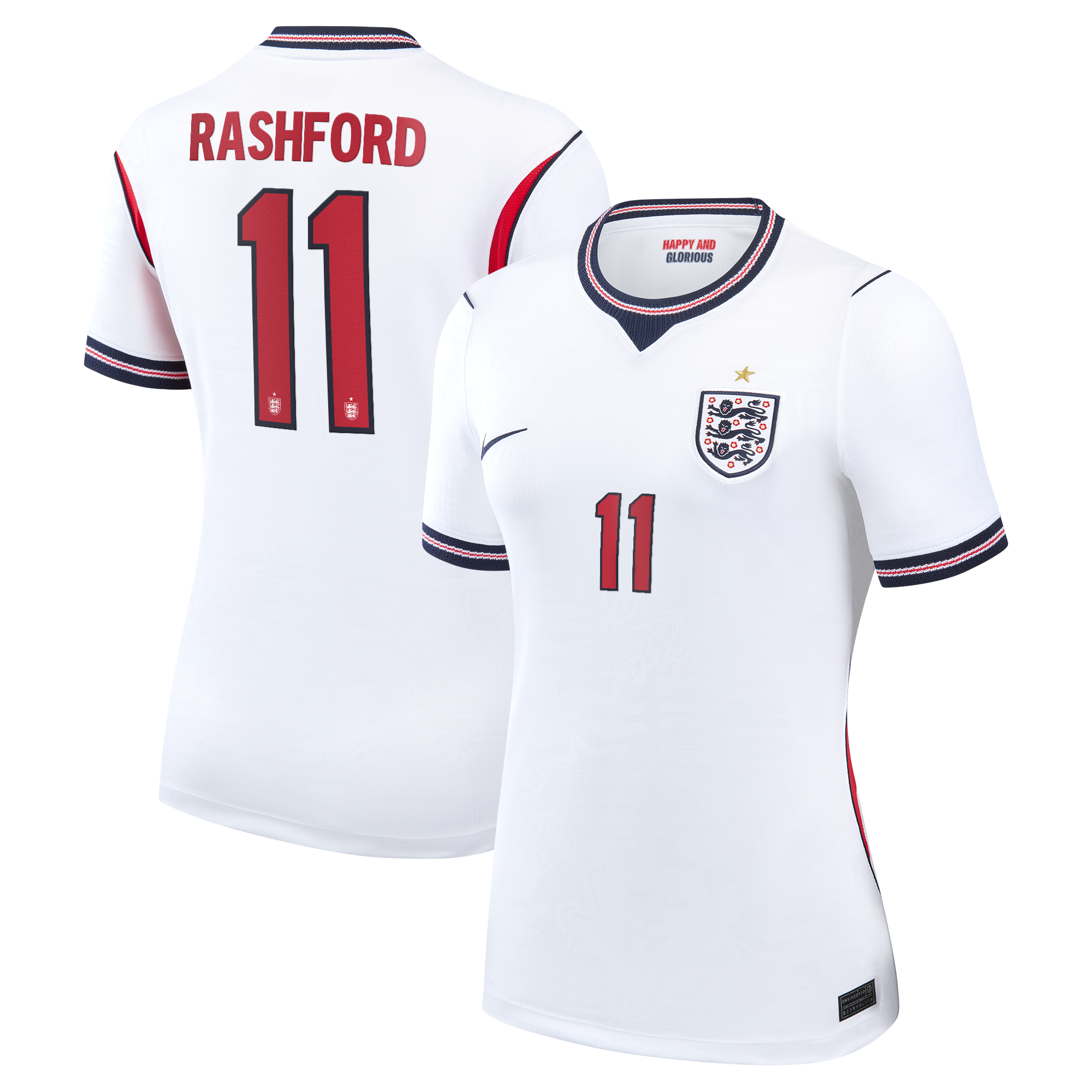 England Nike Home Stadium Shirt 2026 - Womens with Rashford 11 printing