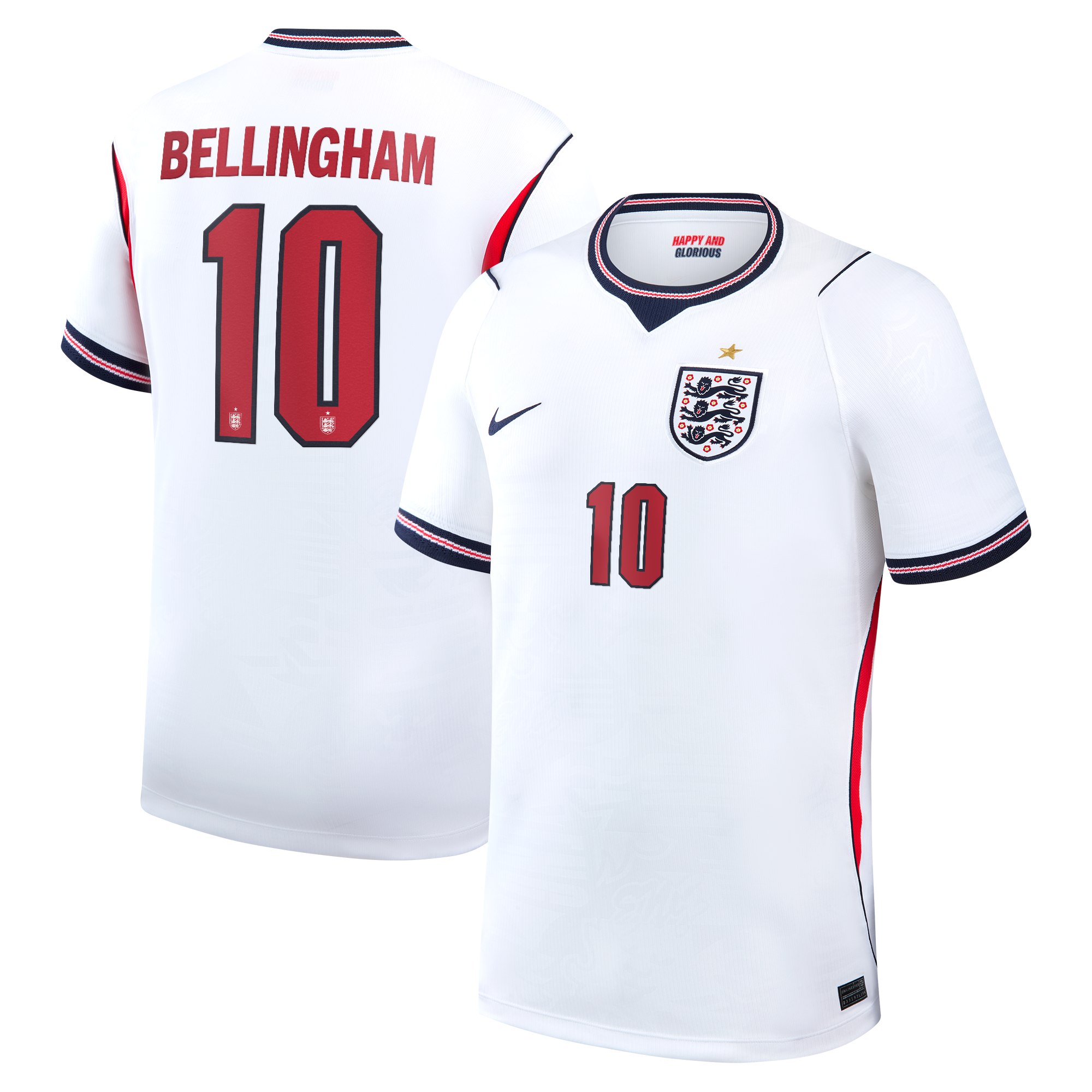 England Nike Home Stadium Shirt 2026 with Bellingham 10 printing