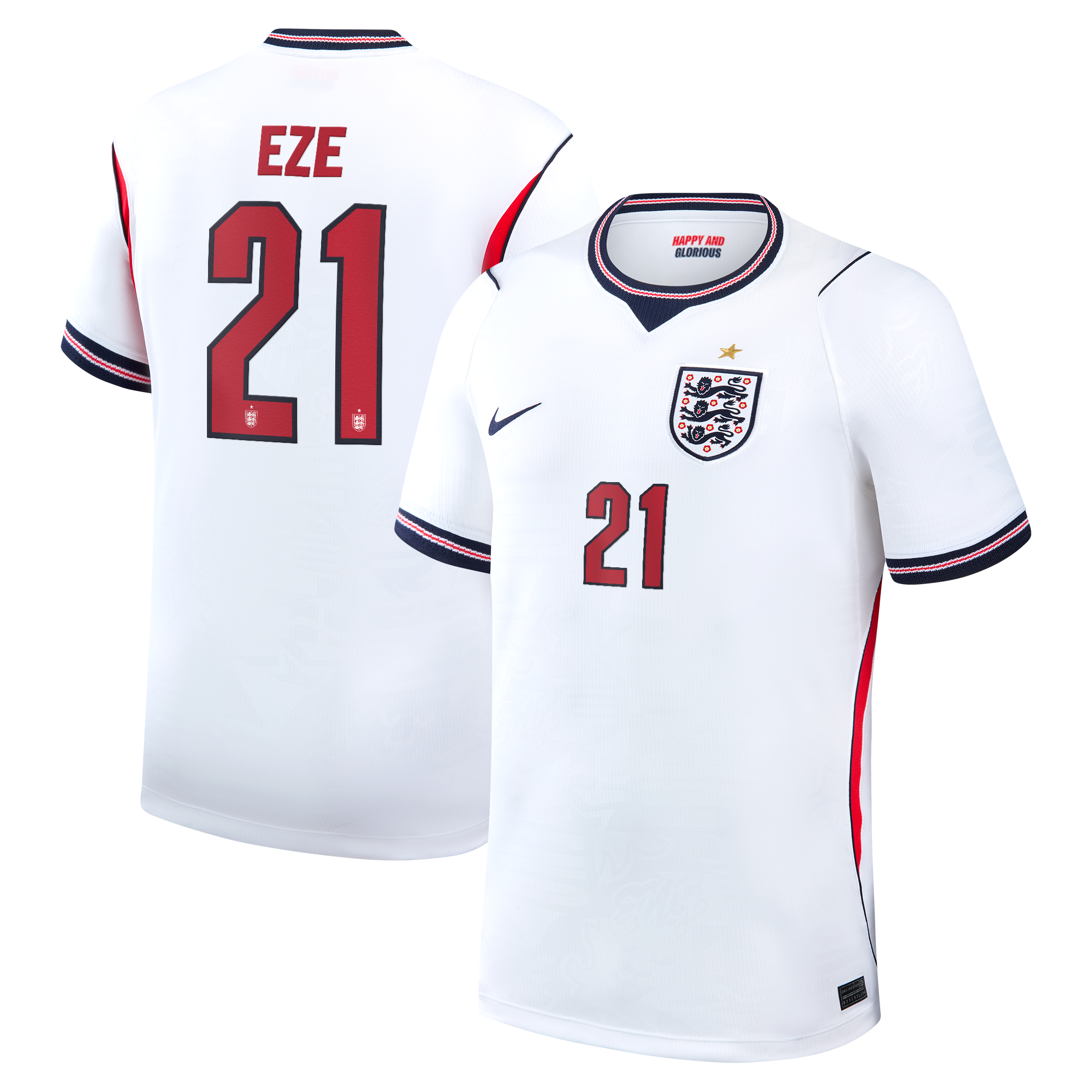 England Nike Home Stadium Shirt 2026 with Eze 21 printing